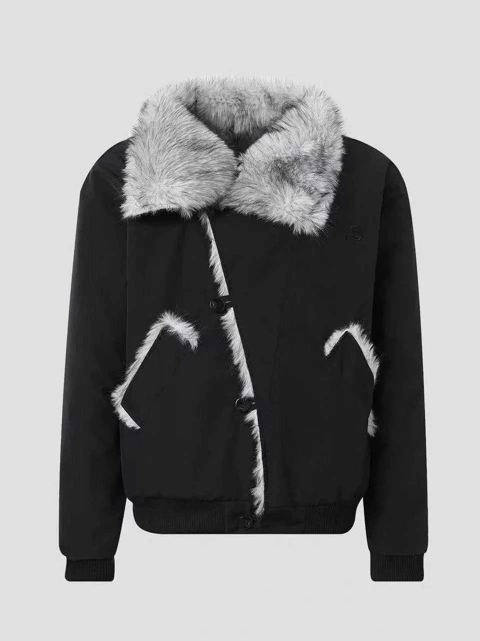 Oversized Shearling Lapel Padded Coat  f0374