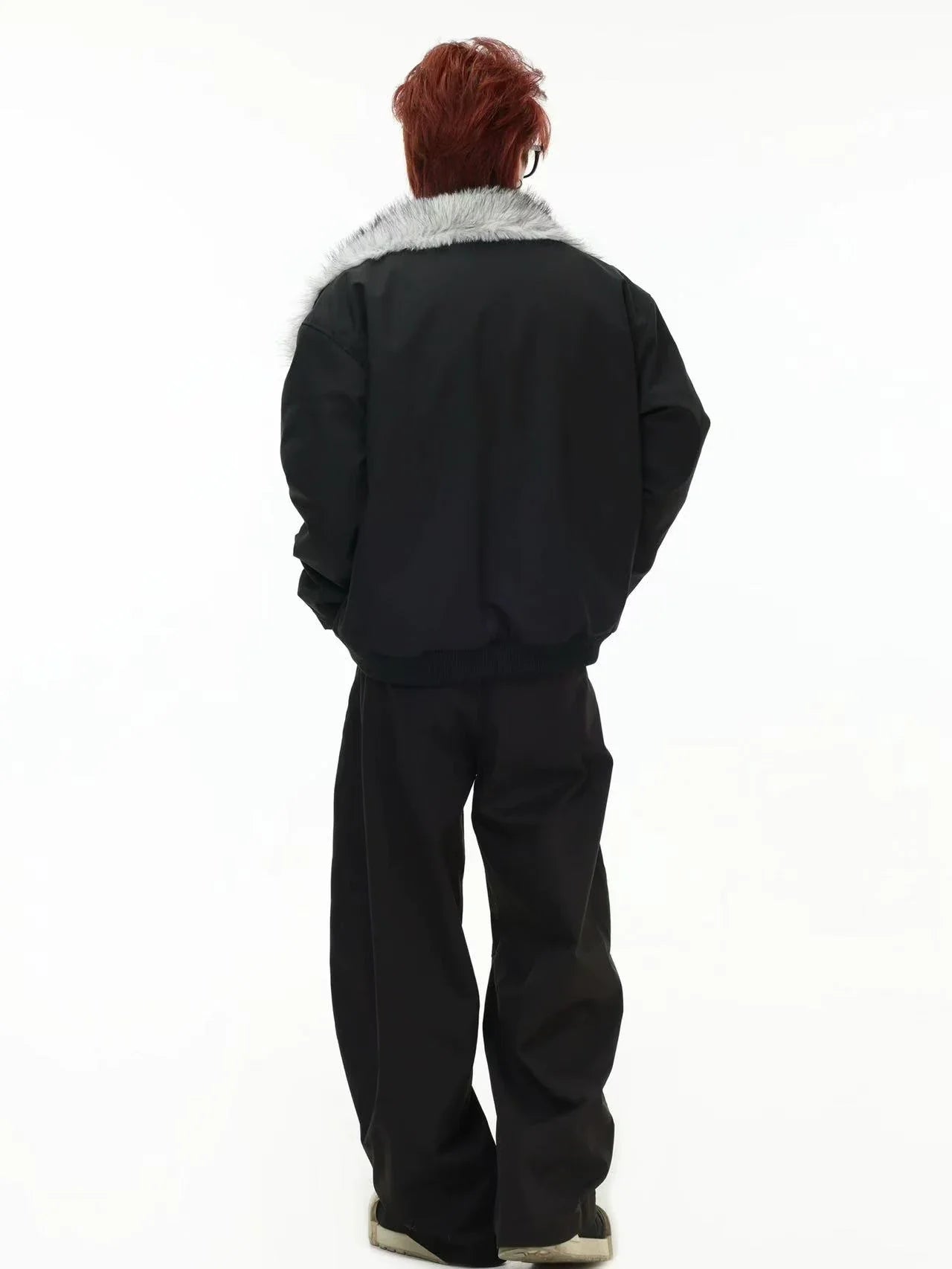 Oversized Shearling Lapel Padded Coat  f0374