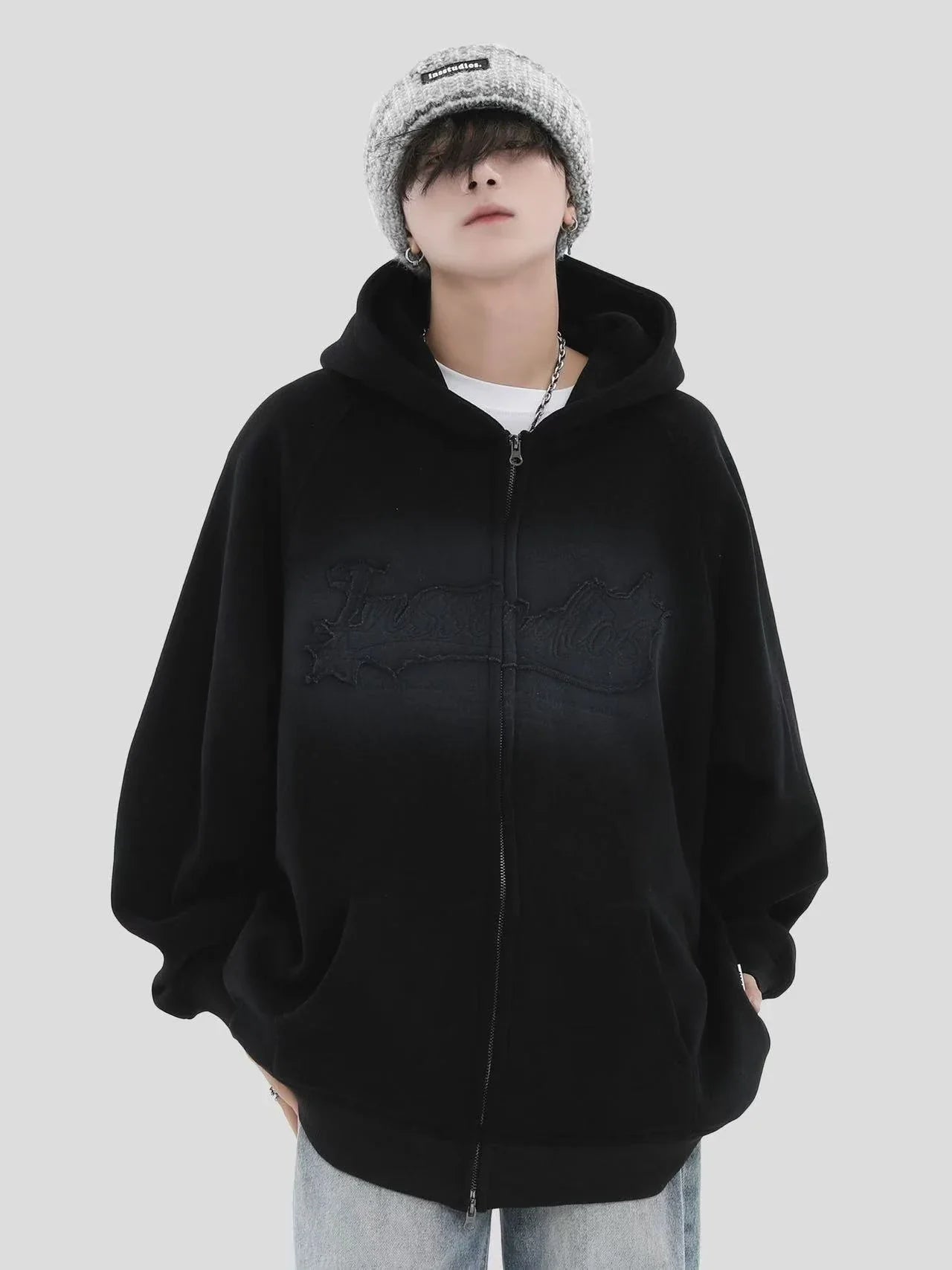 Logo Patch Hooded Zip Sweat Jacket  f0372