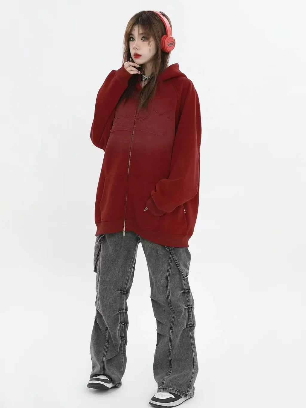 Logo Patch Hooded Zip Sweat Jacket  f0372