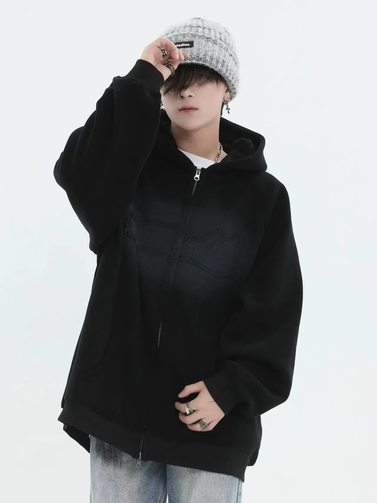 Logo Patch Hooded Zip Sweat Jacket  f0372