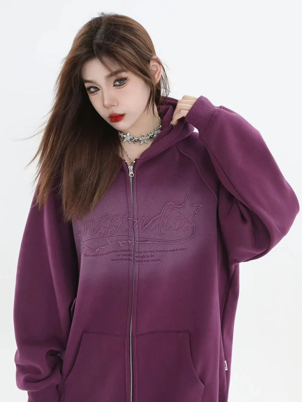 Logo Patch Hooded Zip Sweat Jacket  f0372