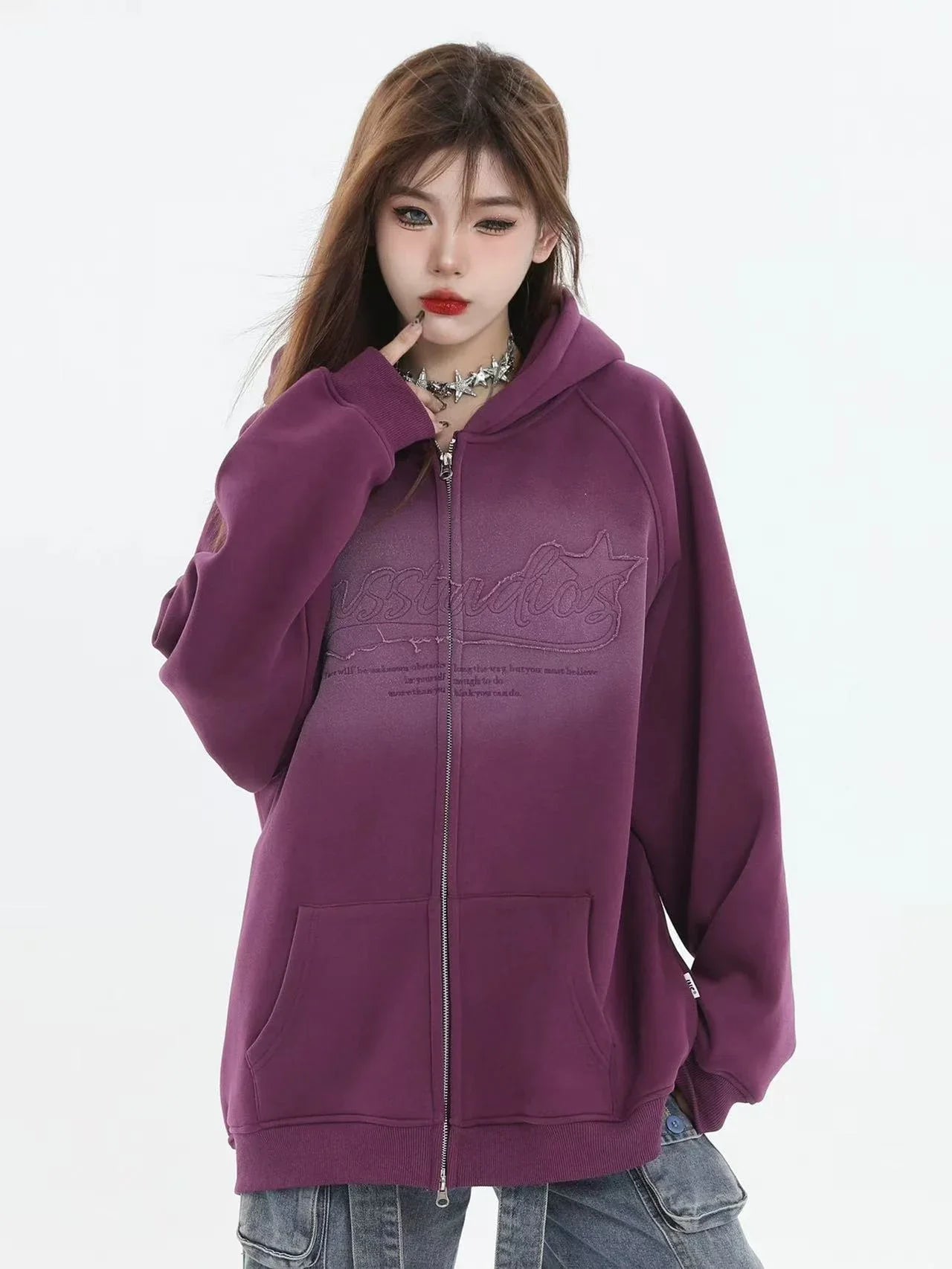 Logo Patch Hooded Zip Sweat Jacket  f0372
