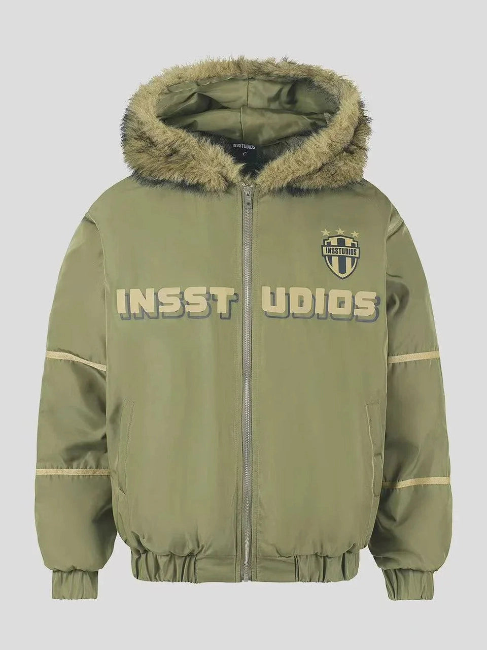 Oversized Plush Hooded Puffer  f0373