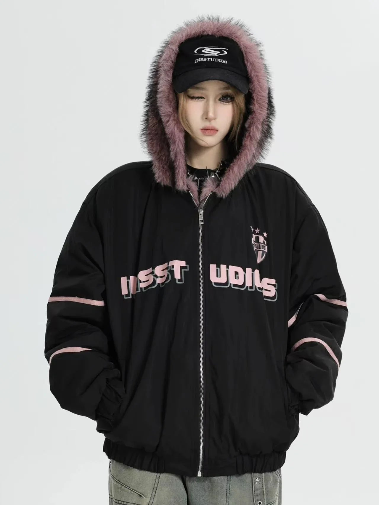 Oversized Plush Hooded Puffer  f0373