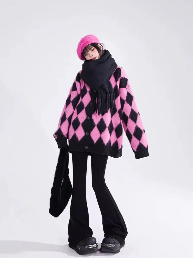 Soft Diamond Knit Mohair Cardigan f0329