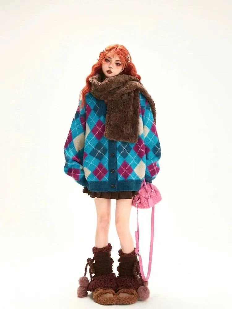 Soft Diamond Knit Mohair Cardigan f0329