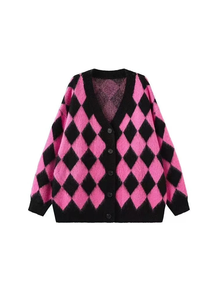 Soft Diamond Knit Mohair Cardigan f0329
