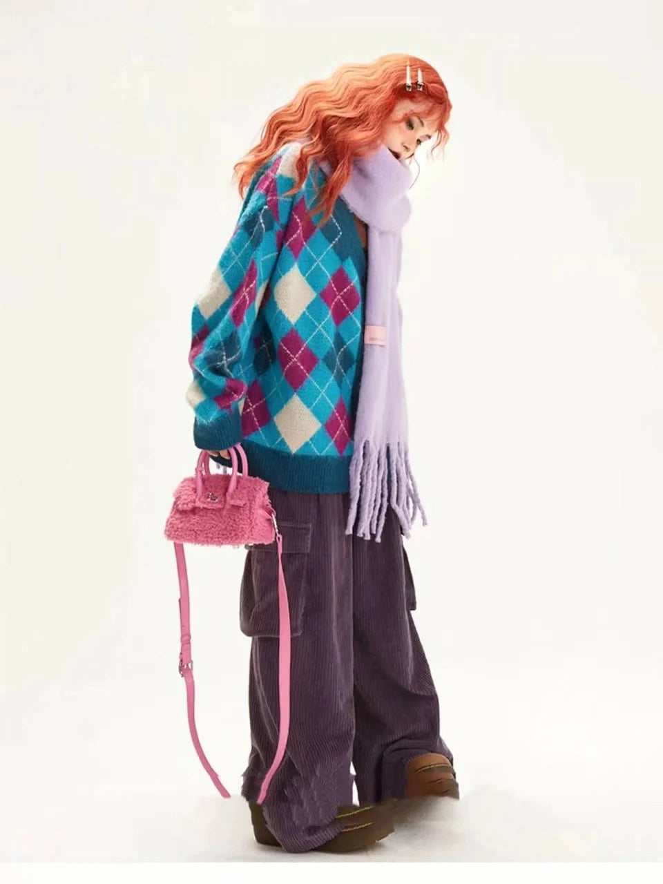 Soft Diamond Knit Mohair Cardigan f0329