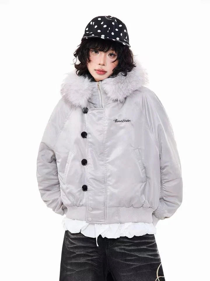 Vintage Embroidered Fur Hood Parka Jacket  f0365