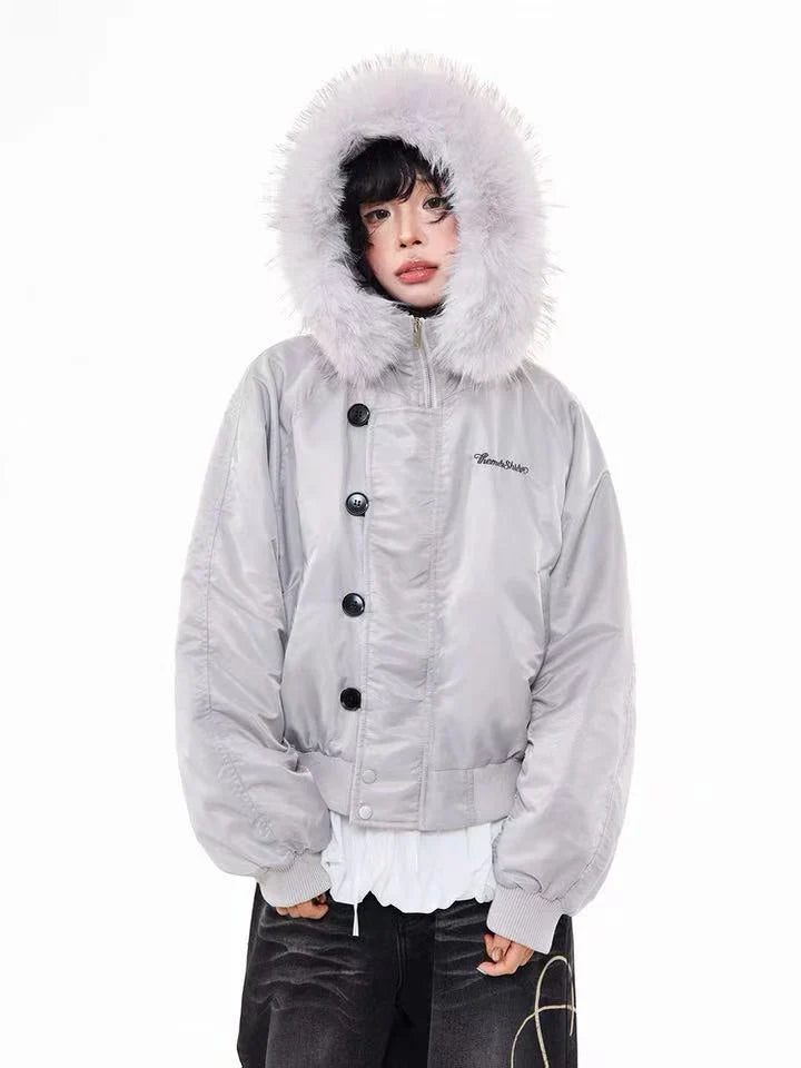 Vintage Embroidered Fur Hood Parka Jacket  f0365