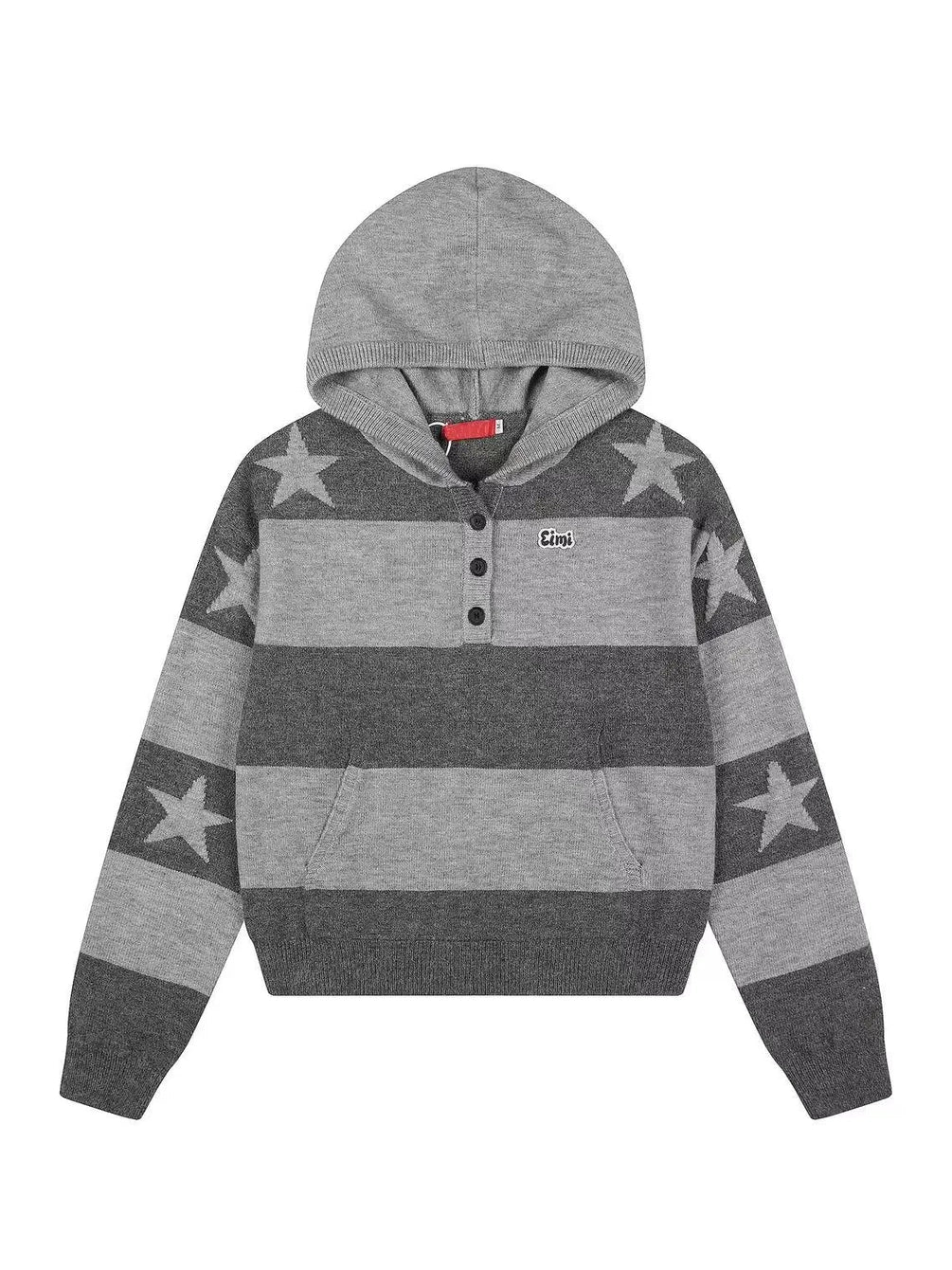 Retro Star Striped Hoodie Knit  f0364