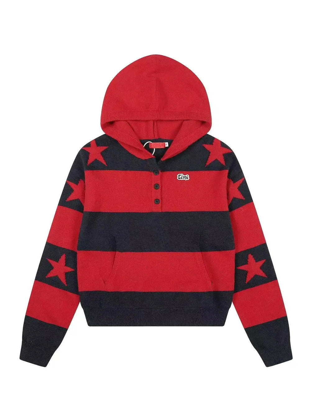Retro Star Striped Hoodie Knit  f0364