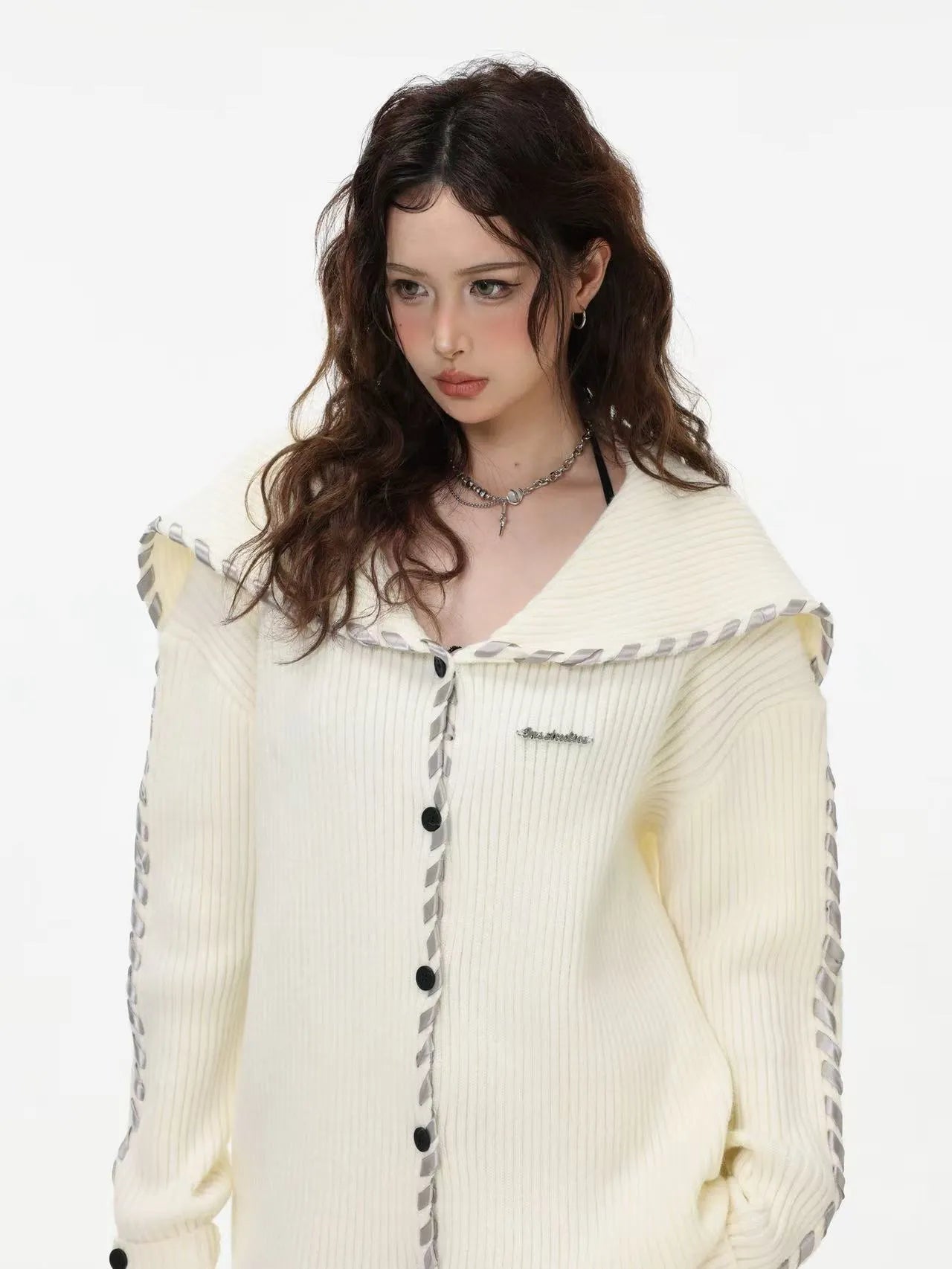 Sailor Collar Ribbon Cardigan f0324
