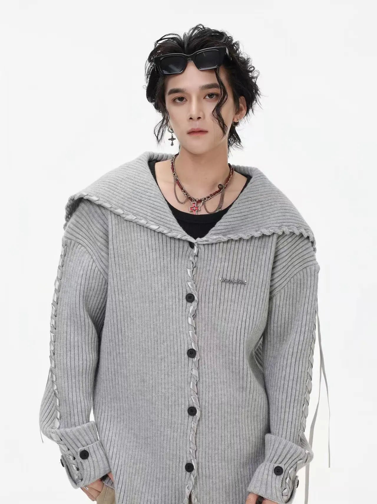 Sailor Collar Ribbon Cardigan f0324