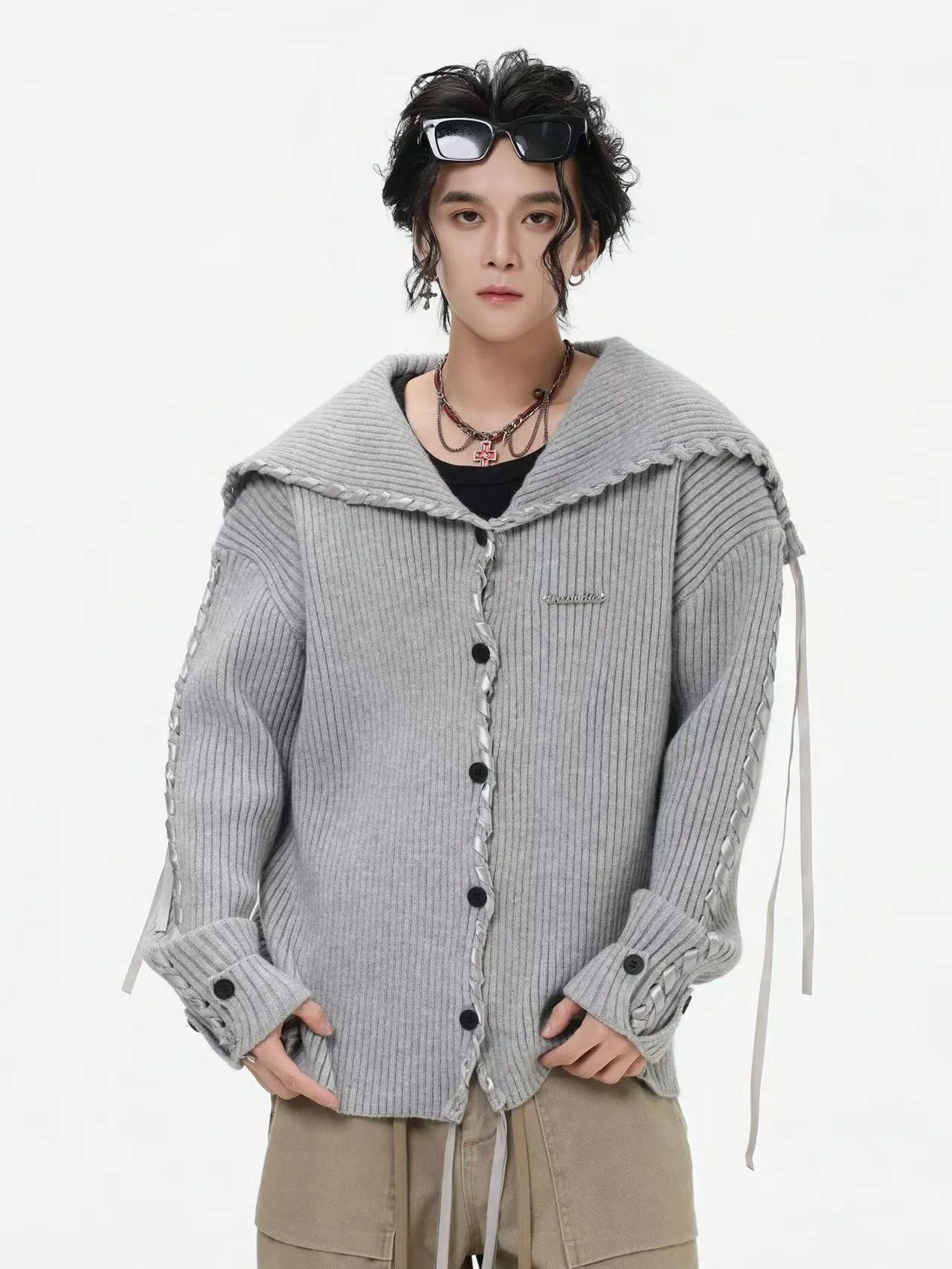 Sailor Collar Ribbon Cardigan f0324