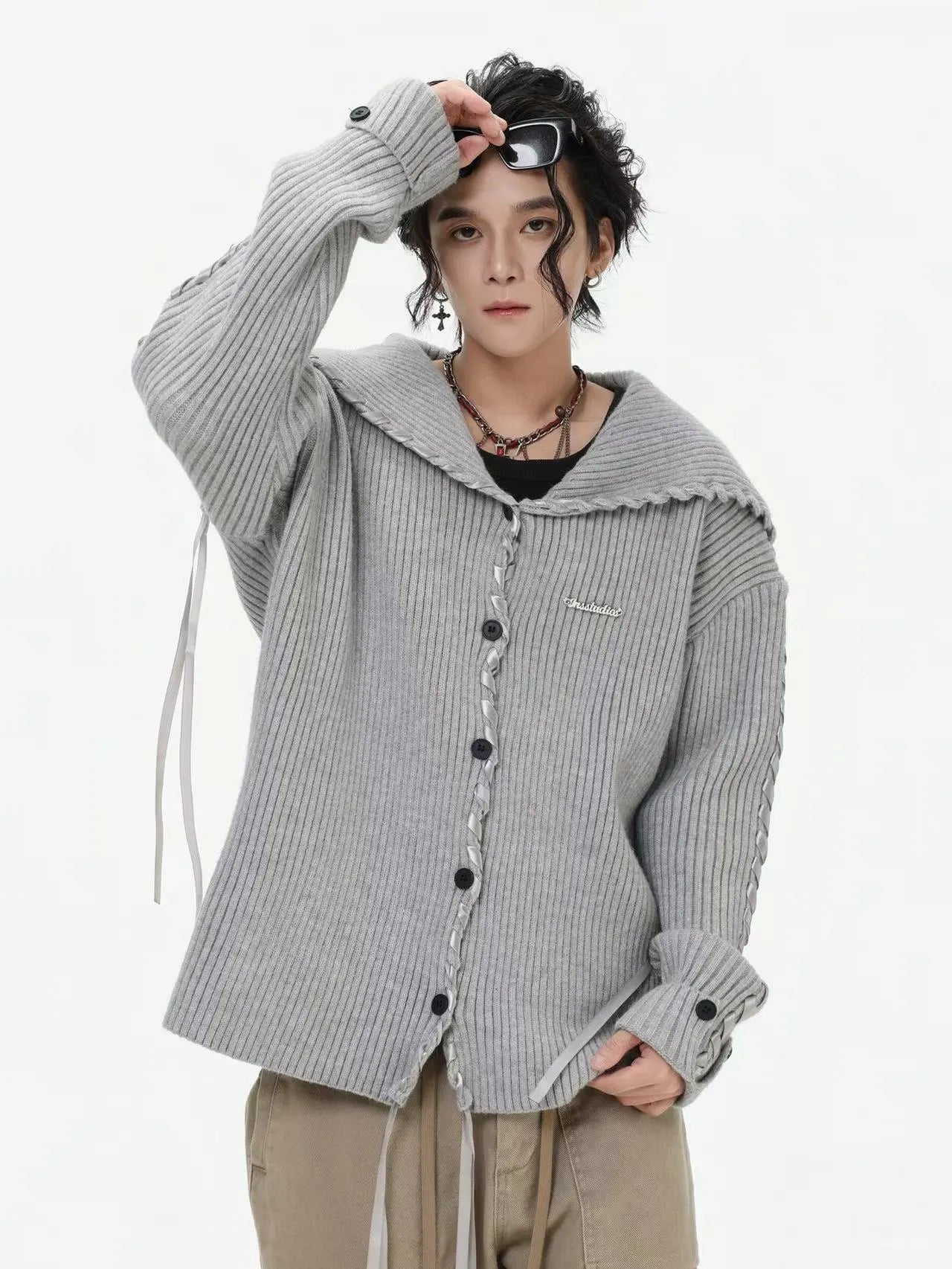 Sailor Collar Ribbon Cardigan f0324