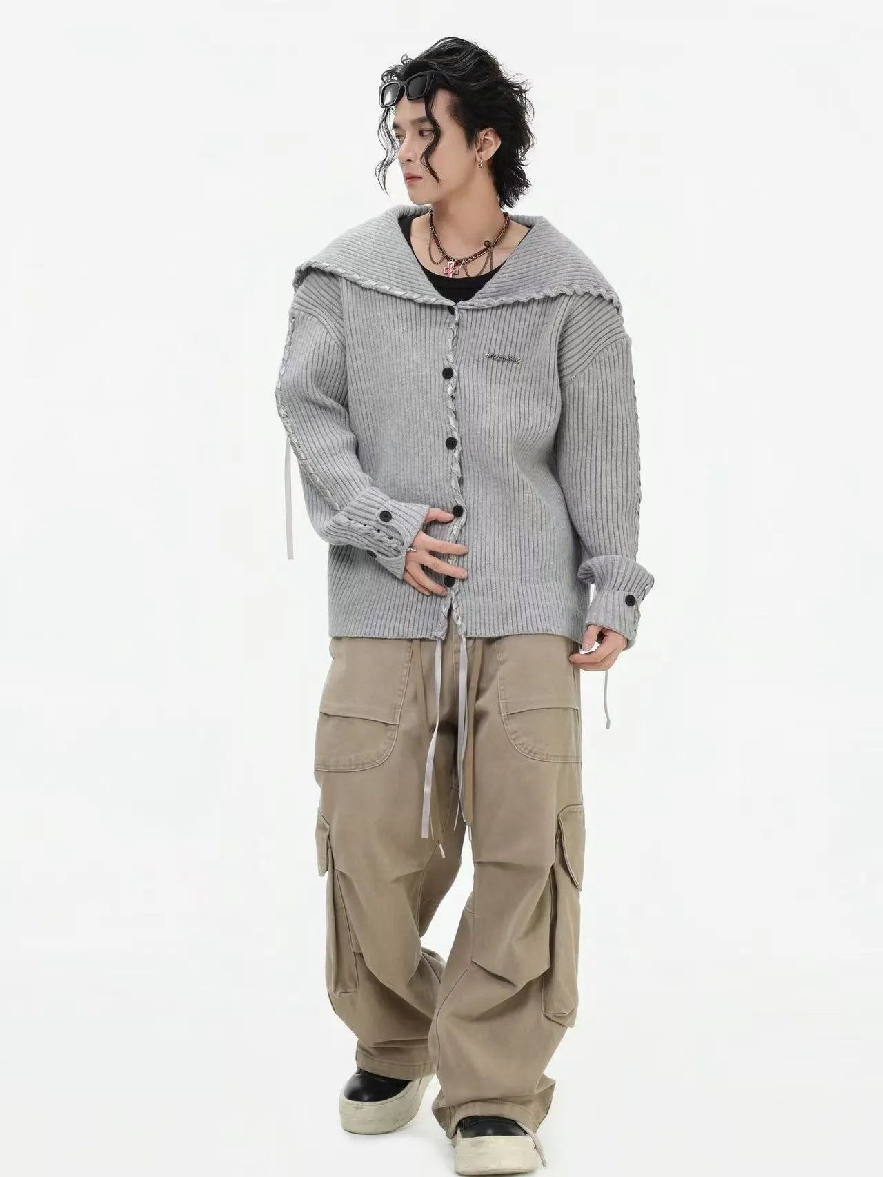 Sailor Collar Ribbon Cardigan f0324