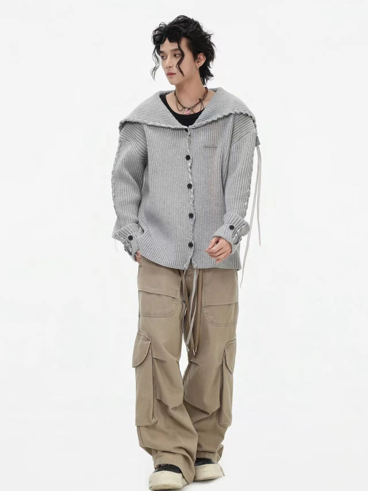 Sailor Collar Ribbon Cardigan f0324