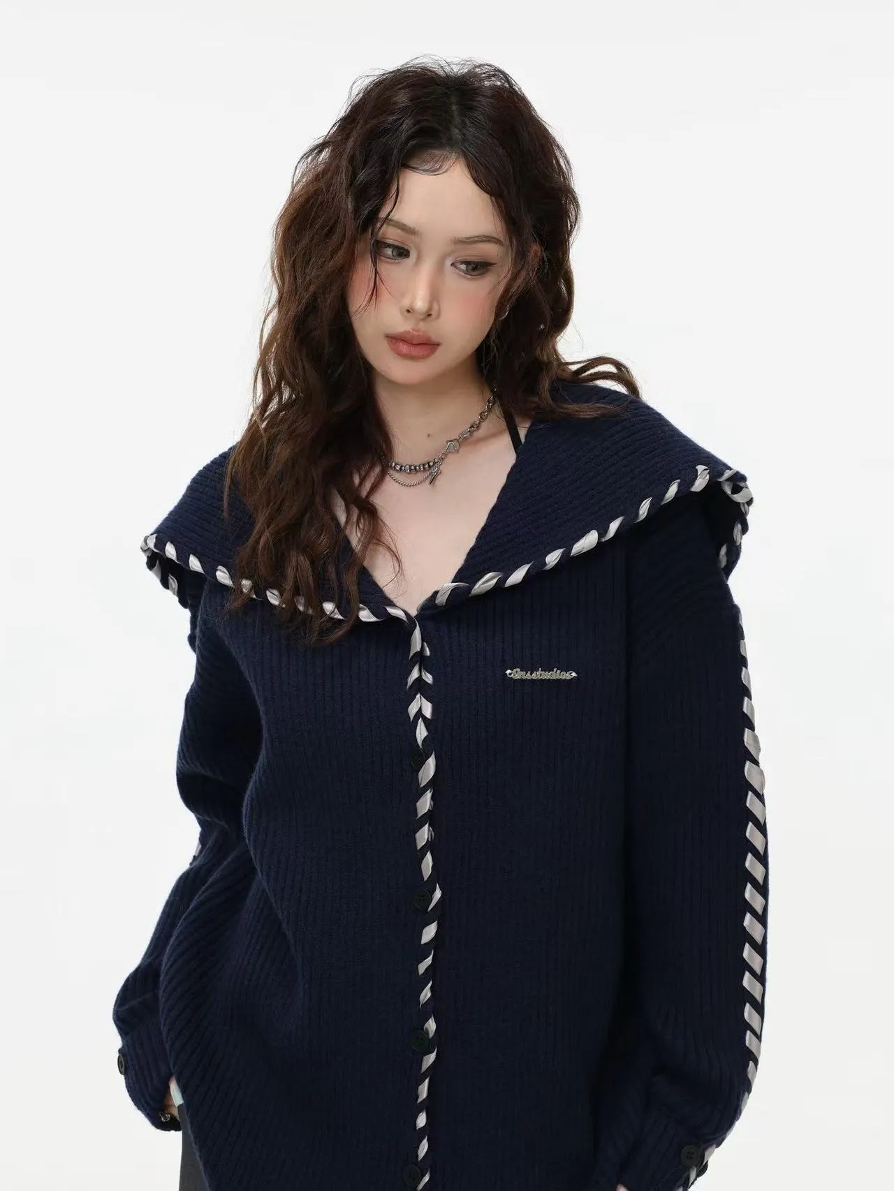 Sailor Collar Ribbon Cardigan f0324