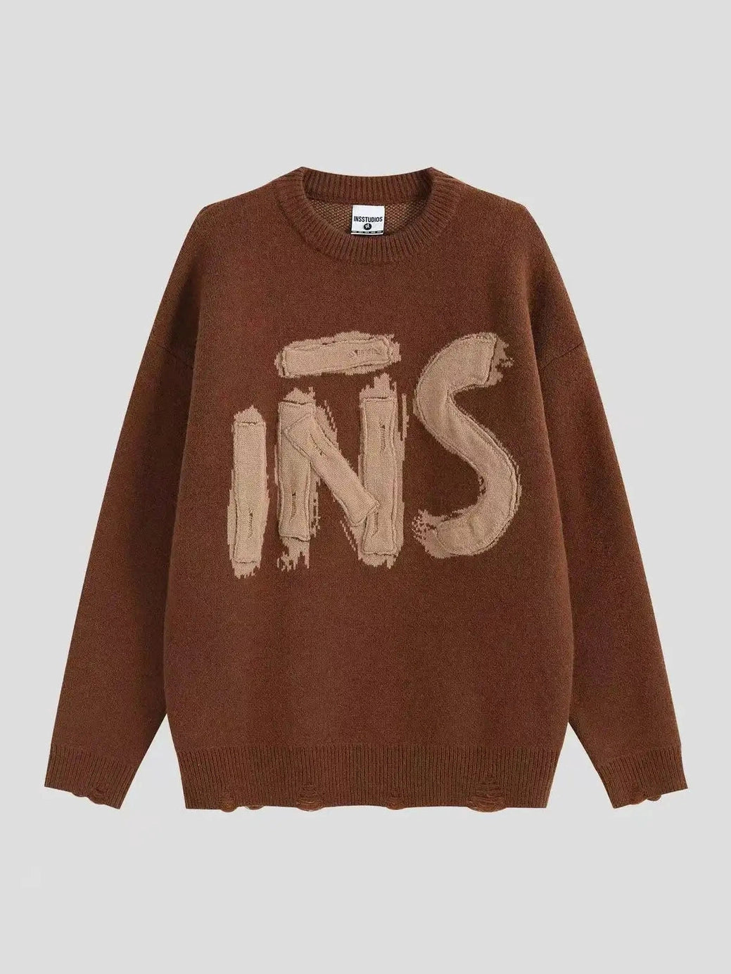 Embroidered Logo Crewneck Knit Sweater  f0358