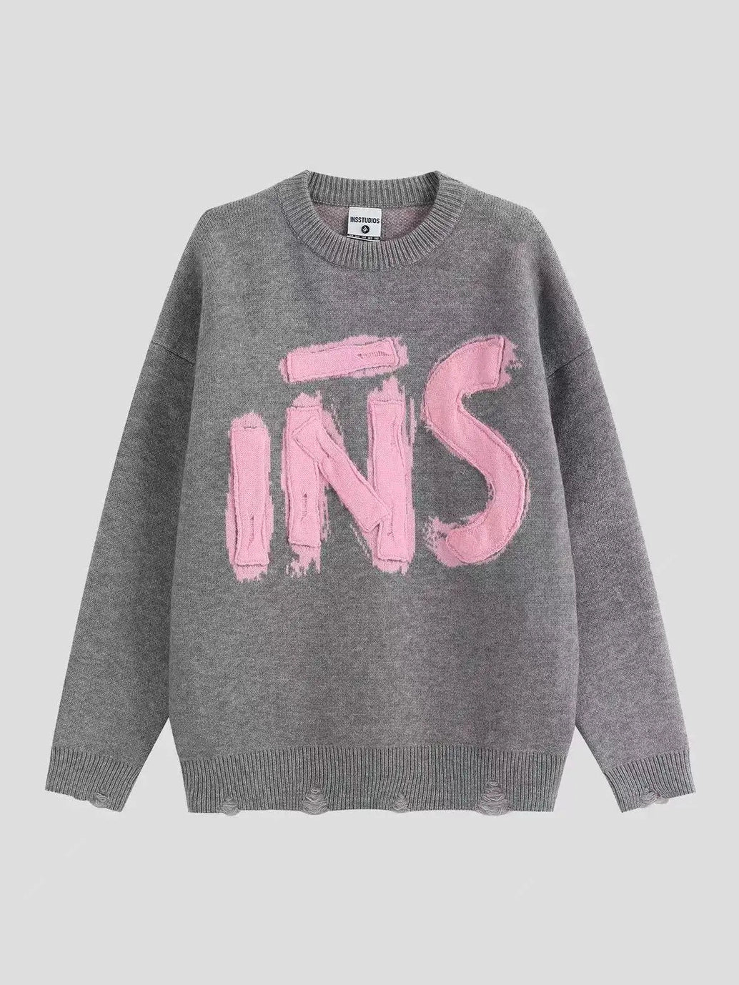 Embroidered Logo Crewneck Knit Sweater  f0358