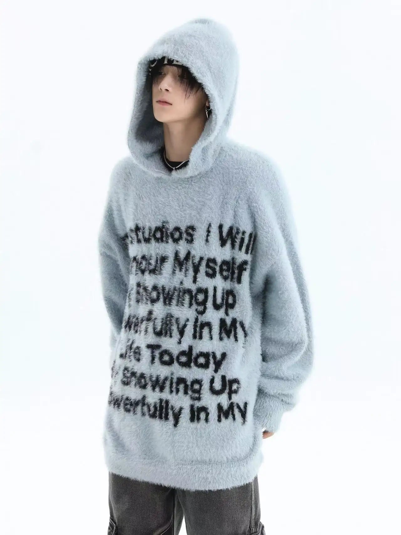 Logo Jacquard Hooded Knit Sweater   OL2041