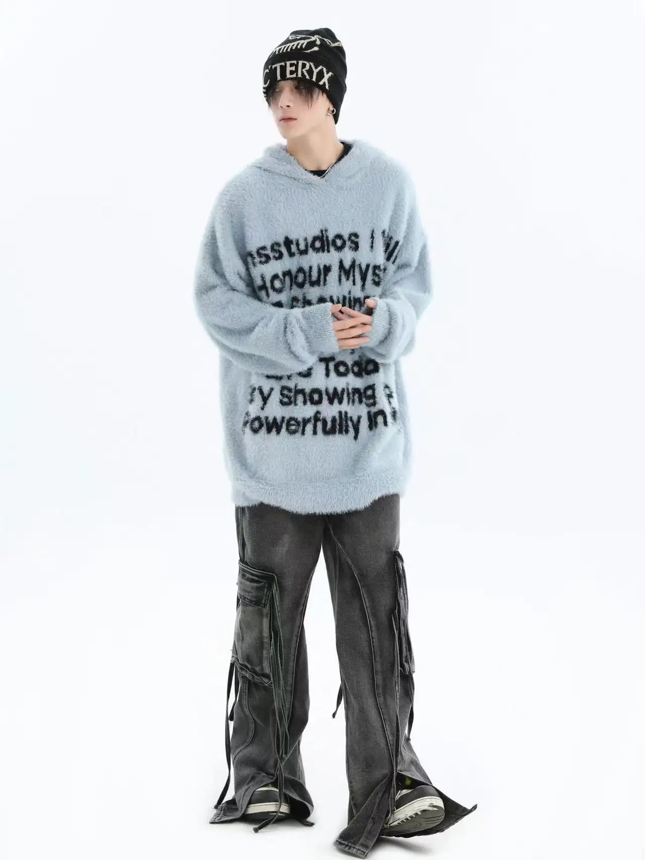 Logo Jacquard Hooded Knit Sweater   OL2041