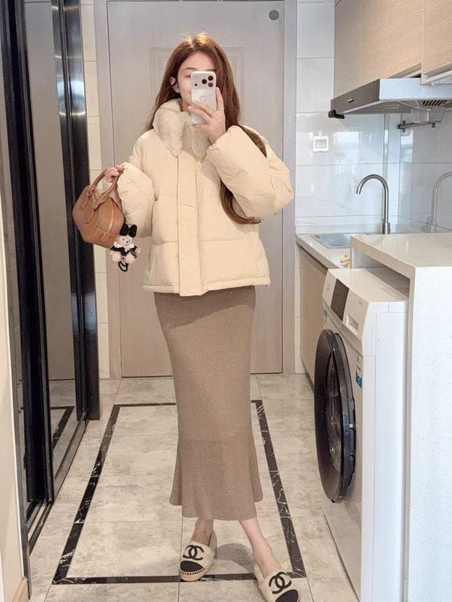 Women’s Short Removable-Panel Down Puffer Jacket C0044