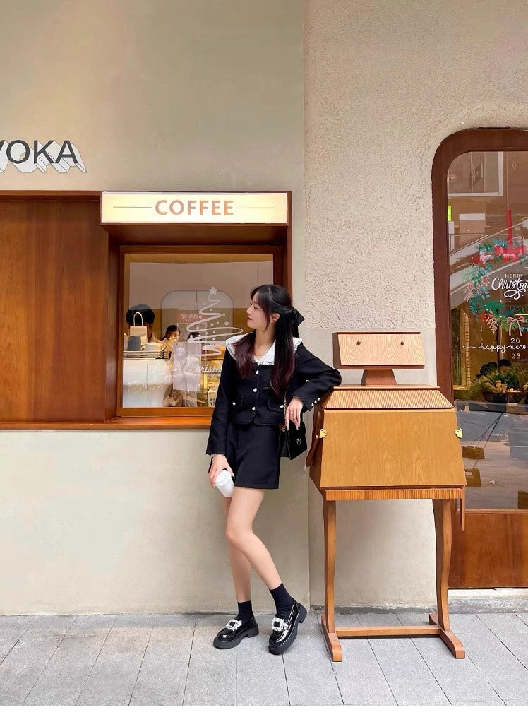 Women’s Rhinestone Square Buckle Platform Loafers S0006