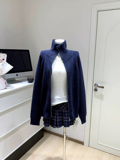 Women’s Mock Neck Zip Knit Cardigan Jacket C0007