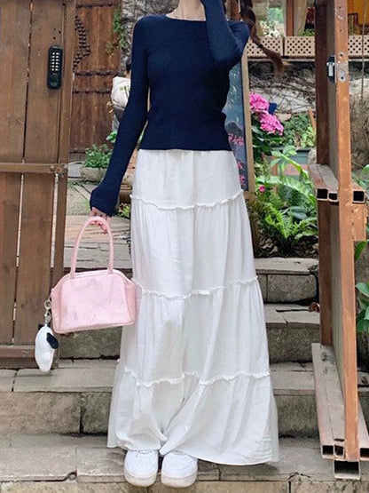 Women’s White Layered Ruffle Skirt C0013