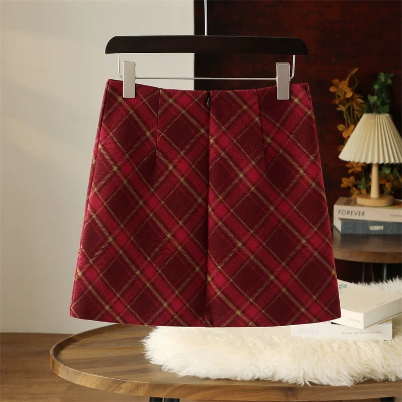 Vintage Red Plaid Mini Skirt C0018