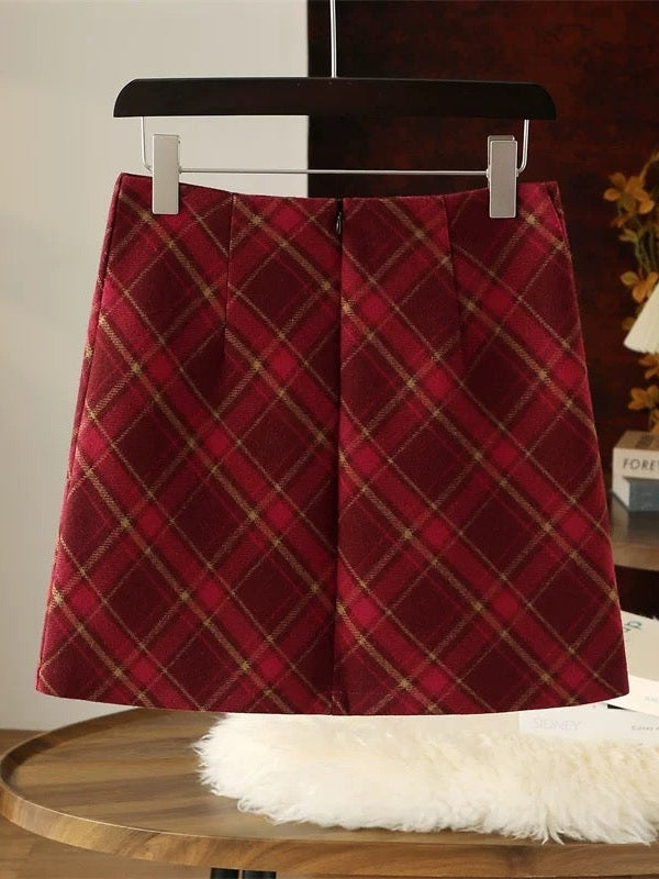 Vintage Red Plaid Mini Skirt C0018