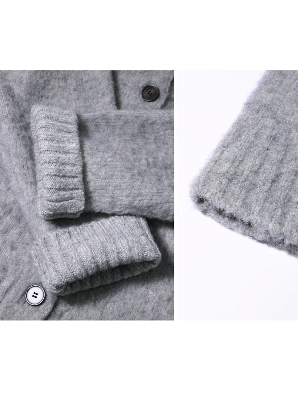 Grey lapel button-down sweater C0226