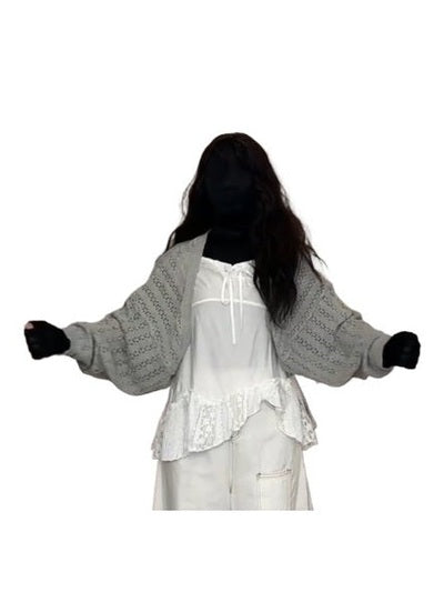 Grey bat sleeve blouse f0285