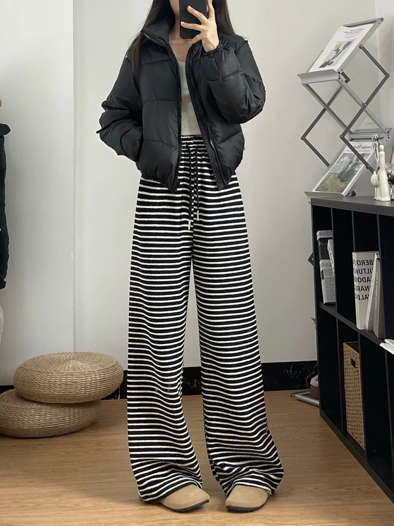 Women’s Striped Straight-Leg Casual Pants C0051