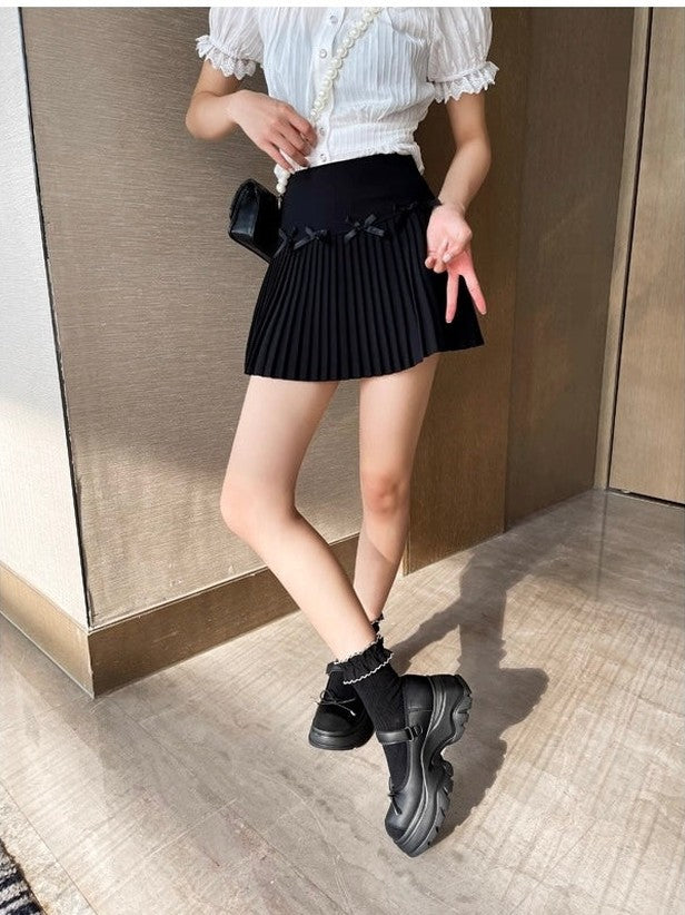 French Bowknot Chunky Platform Loafers S0007