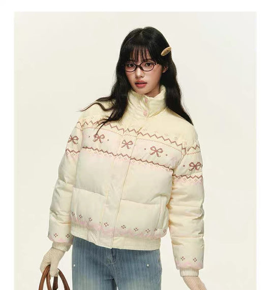 Sweet Bow Puffy Down Jacket C0026