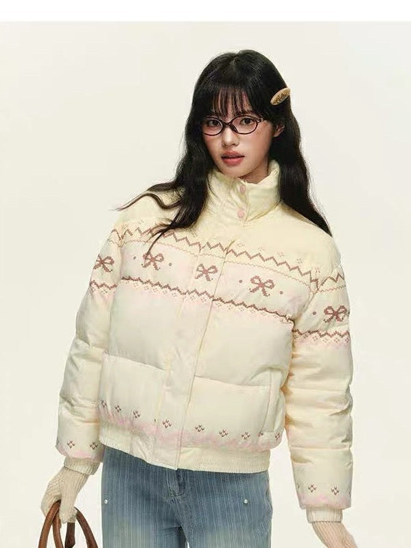 Sweet Bow Puffy Down Jacket C0026