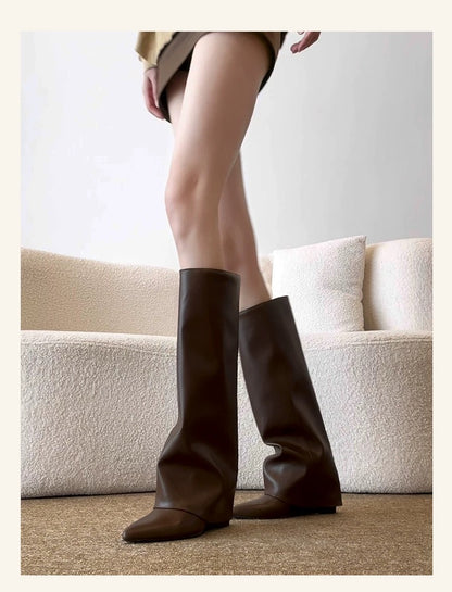 Retro Y2K Wedge Heel Long Boots S0002
