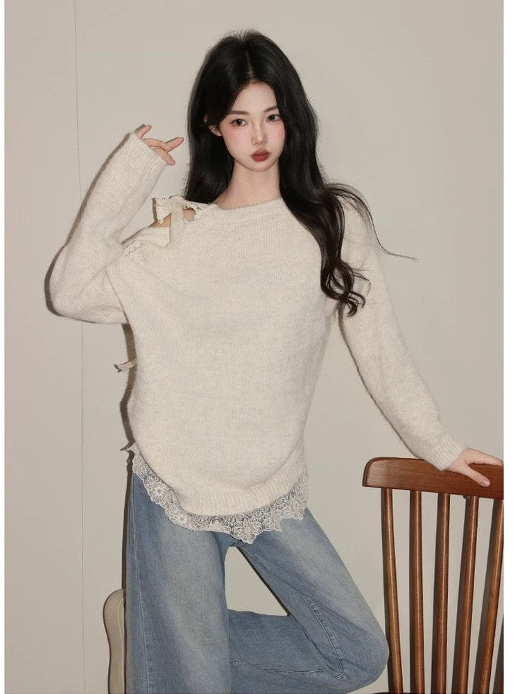 Women’s Casual Off-Shoulder Loose Knit Top C0031