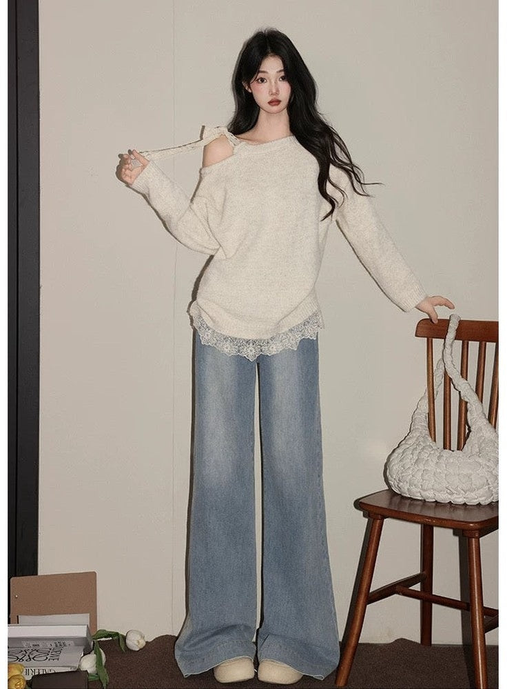 Women’s Casual Off-Shoulder Loose Knit Top C0031