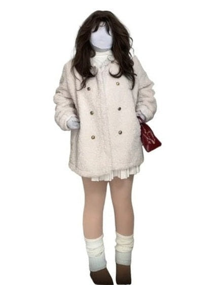 Double-breasted woolen coat C0218