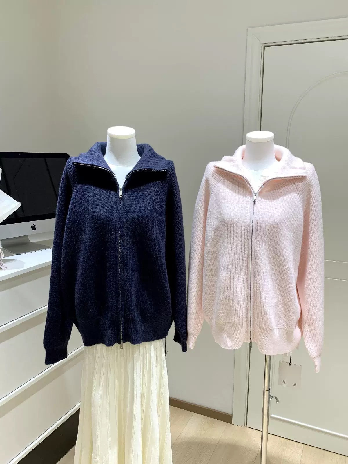 Women’s Mock Neck Zip Knit Cardigan Jacket C0007