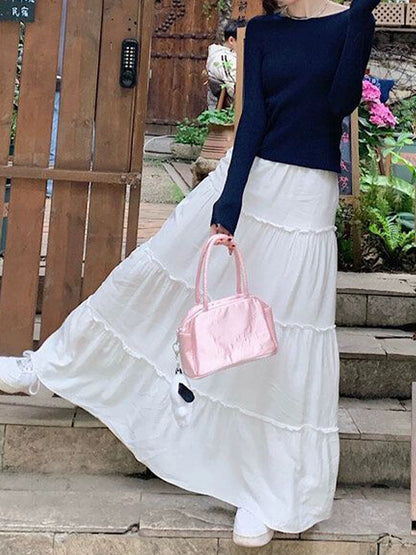 Women’s White Layered Ruffle Skirt C0013