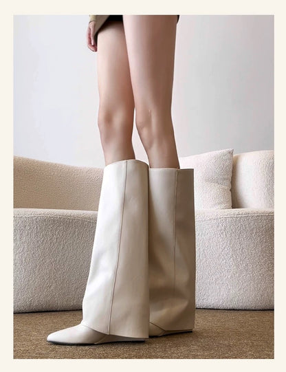 Retro Y2K Wedge Heel Long Boots S0002