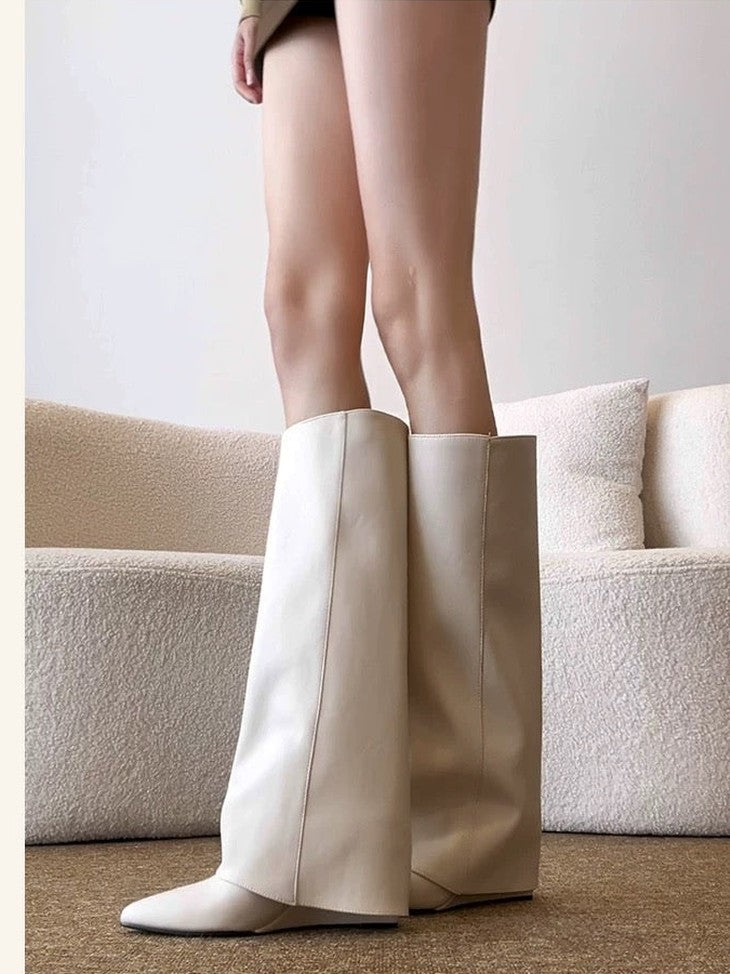 Retro Y2K Wedge Heel Long Boots S0002