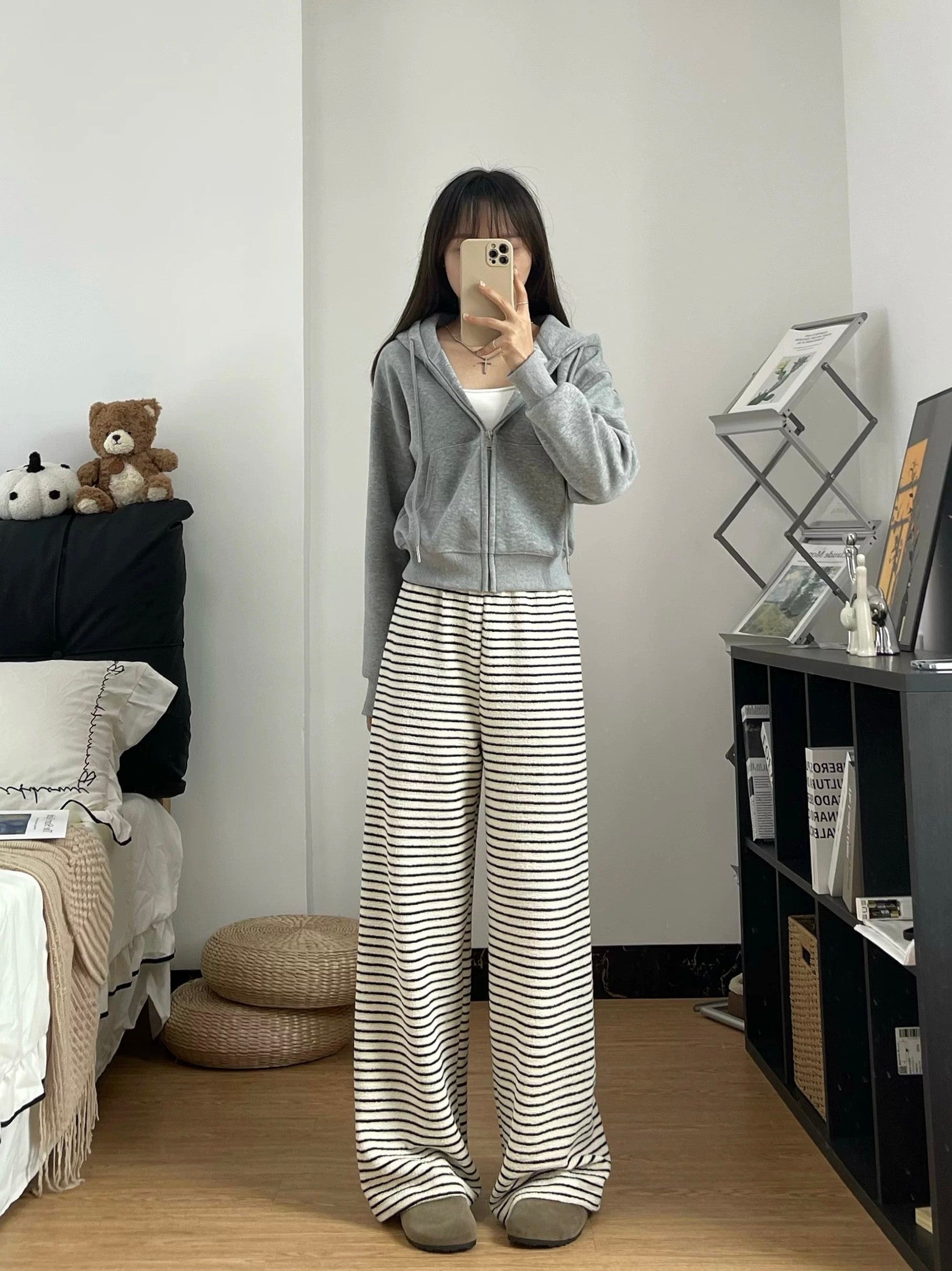 Women’s Striped Straight-Leg Casual Pants C0051