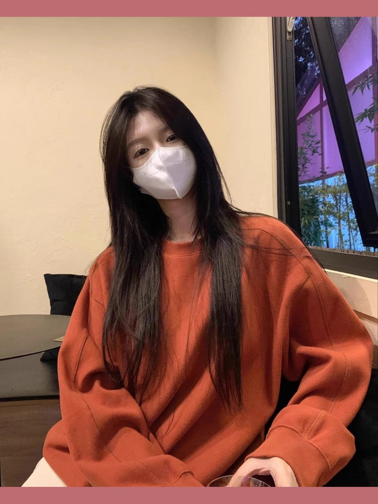 Orange fleece sweater C0092